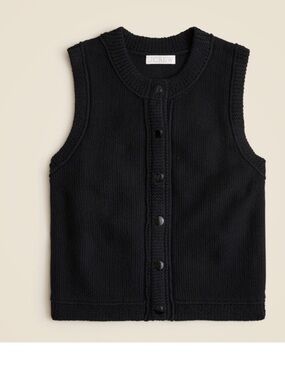 Jcrew Cropped Button Up Sweater Shell Vest in Black Size Large
